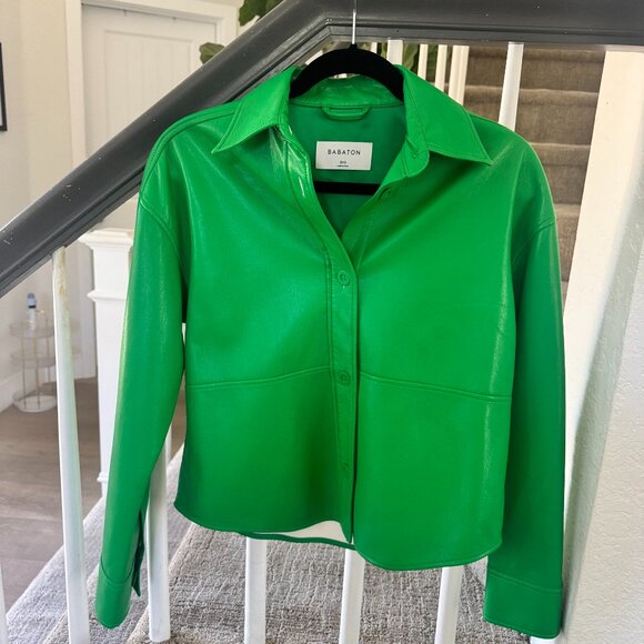 Aritiza Babaton Bright Green Faux Leather Jacket - Picture 1 of 7